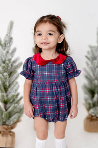 Ollie Jay - Quinn Collared Bubble in Holiday Plaid | Poplin Cotton Ollie Jay